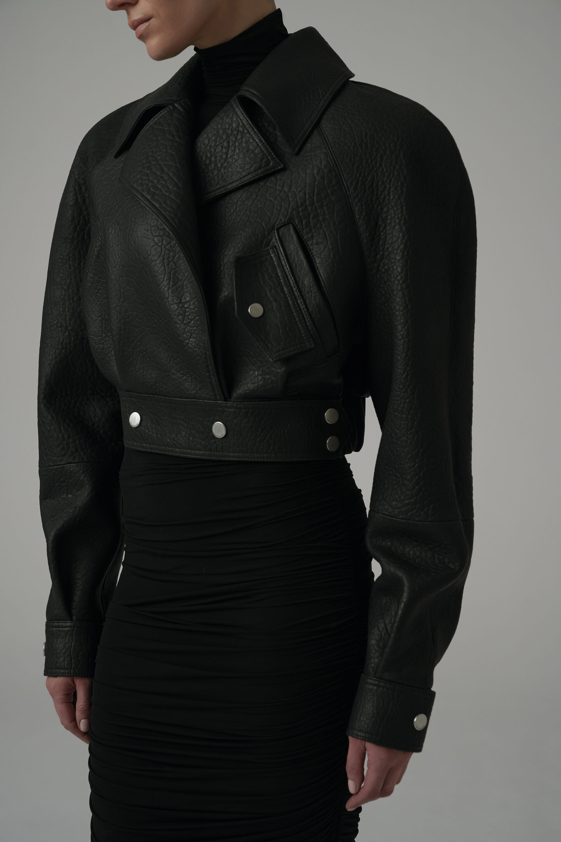 RUSSETT LEATHER JACKET IN BLACK